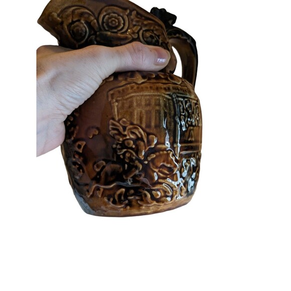 VTG Arthur Wood British Pottery Horse Head Handle Embossed Hunt Scene Pitcher 8" - Picture 14 of 16